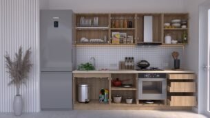 Bucătărie Maria Chenar MDF Alb Fibră 2,6m HC - imagine 2