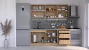 Bucătărie Maria Chenar MDF Alb Fibră 2,0m C0 - imagine 2