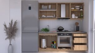 Bucătărie Maria Chenar MDF Alb Fibră 2,0m HC - imagine 2