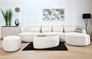 Colțar extensibil SALTA 360x180cm, material boucle premium impermeabil (1,5+2F+OT)