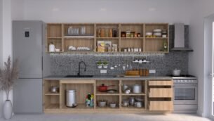 Bucătărie Maria Chenar MDF Alb Fibră 3,0m C0 - imagine 2