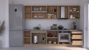 Bucătărie Maria Chenar MDF Alb Fibră 3,0m HC - imagine 2