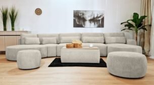 Colțar extensibil SALTA 532x180cm, material boucle premium impermeabil (1,5+A45+3F+OT)