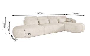 Colțar SORRENTO, culoare bej natural, stofă boucle premium, 360x180cm, dreapta (1,5L+2+OTB) - imagine 4