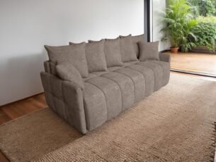 Canapea extensibilă PAULO, culoare maro taupe, stofă chenille premium, 206x102cm (B3FB)