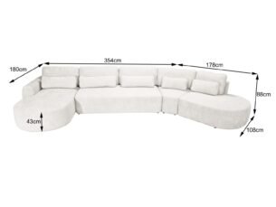 Colțar extensibil SALTA 532x180cm, material boucle premium impermeabil (1,5+A45+3F+OT) - imagine 4