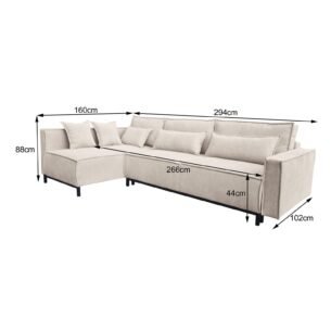 Colțar extensibil MELANIA METAL 294x160cm (LMAX+3F) - imagine 5