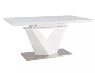 Masa extensibila dining Alaras III, alb/crom, 160/220x90x75 cm - imagine 2