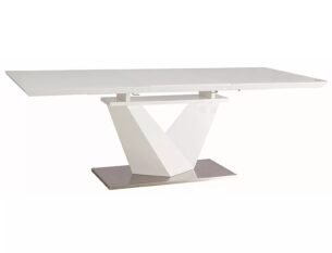 Masa extensibila dining Alaras III, alb/crom, 160/220x90x75 cm