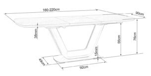 Masa extensibila dining ARMANI, gri cu efect de marmura, 160/220x90x76 cm - imagine 6