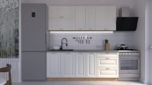 Bucătărie Maria Chenar MDF Alb Fibră 2,0m C0