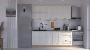 Bucătărie Maria Rame MDF Alb Fibră 2,0m C0