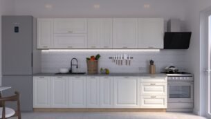 Bucătărie Maria Chenar MDF Alb Fibră 3,0m C0