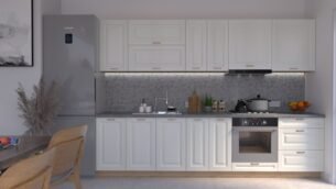 Bucătărie Maria Chenar MDF Alb Fibră 3,0m HC