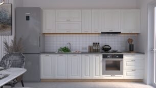 Bucătărie Maria Rame MDF Alb Fibră 3,0m HC