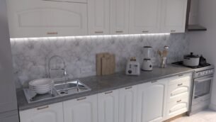 Bucătărie Maria Clasic NEW MDF Alb Fibră 2,0m C0 - imagine 3