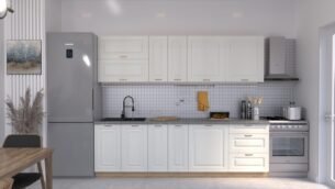 Bucătărie Maria Rame MDF Alb Fibră 2,6m C0