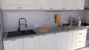 Bucătărie Maria Rame MDF Alb Fibră 2,0m C0 - imagine 3