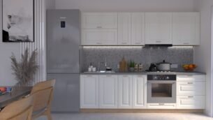 Bucătărie Maria Chenar MDF Alb Fibră 2,6m HC