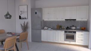 Bucătărie Maria Chenar MDF Alb Fibră 2,6m HC - imagine 3