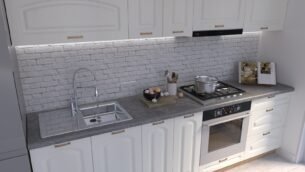 Bucătărie Maria Clasic NEW MDF Alb Fibră 2,0m HC - imagine 3