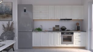 Bucătărie Maria Rame MDF Alb Fibră 2,6m HC