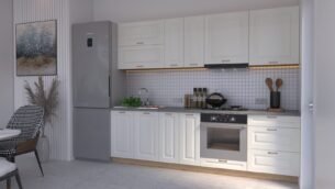 Bucătărie Maria Rame MDF Alb Fibră 2,6m HC - imagine 3