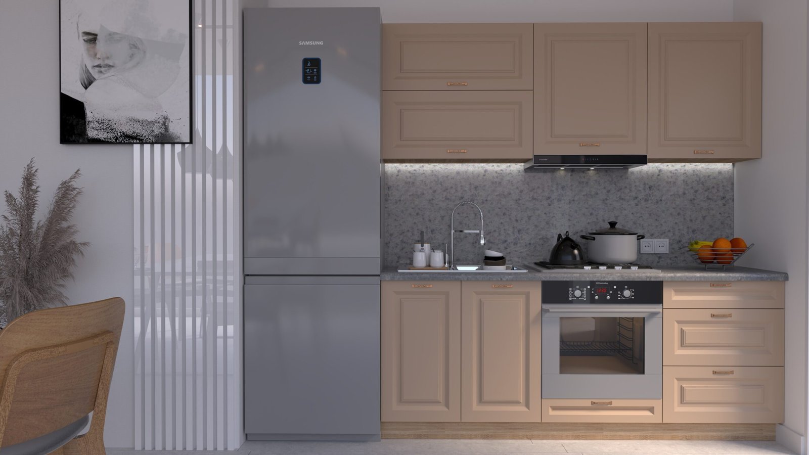 Capp-soft-2m-HC-CHENAR-scaled-1.jpg Bucătărie Maria Chenar MDF Cappuccino Soft 2,0m HC - imagine 1