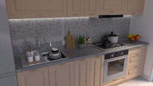 Bucătărie Maria Chenar MDF Cappuccino Soft 2,6m HC - imagine 4