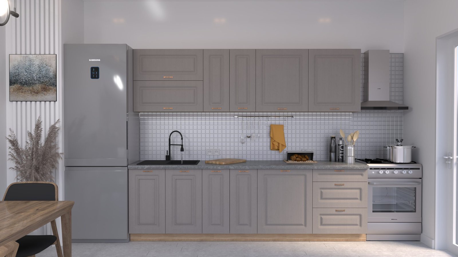 Capp-stejar-C0-RAME1-scaled-1.jpg Bucătărie Maria Rame MDF Cappuccino Fibră 2,6m C0 - imagine 1