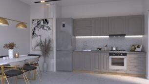 Bucătărie Maria Clasic NEW MDF Cappuccino Fibră 2,6m HC - imagine 3