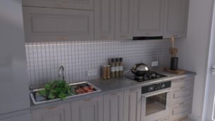 Bucătărie Maria Rame MDF Cappuccino Fibră 2,6m HC - imagine 4