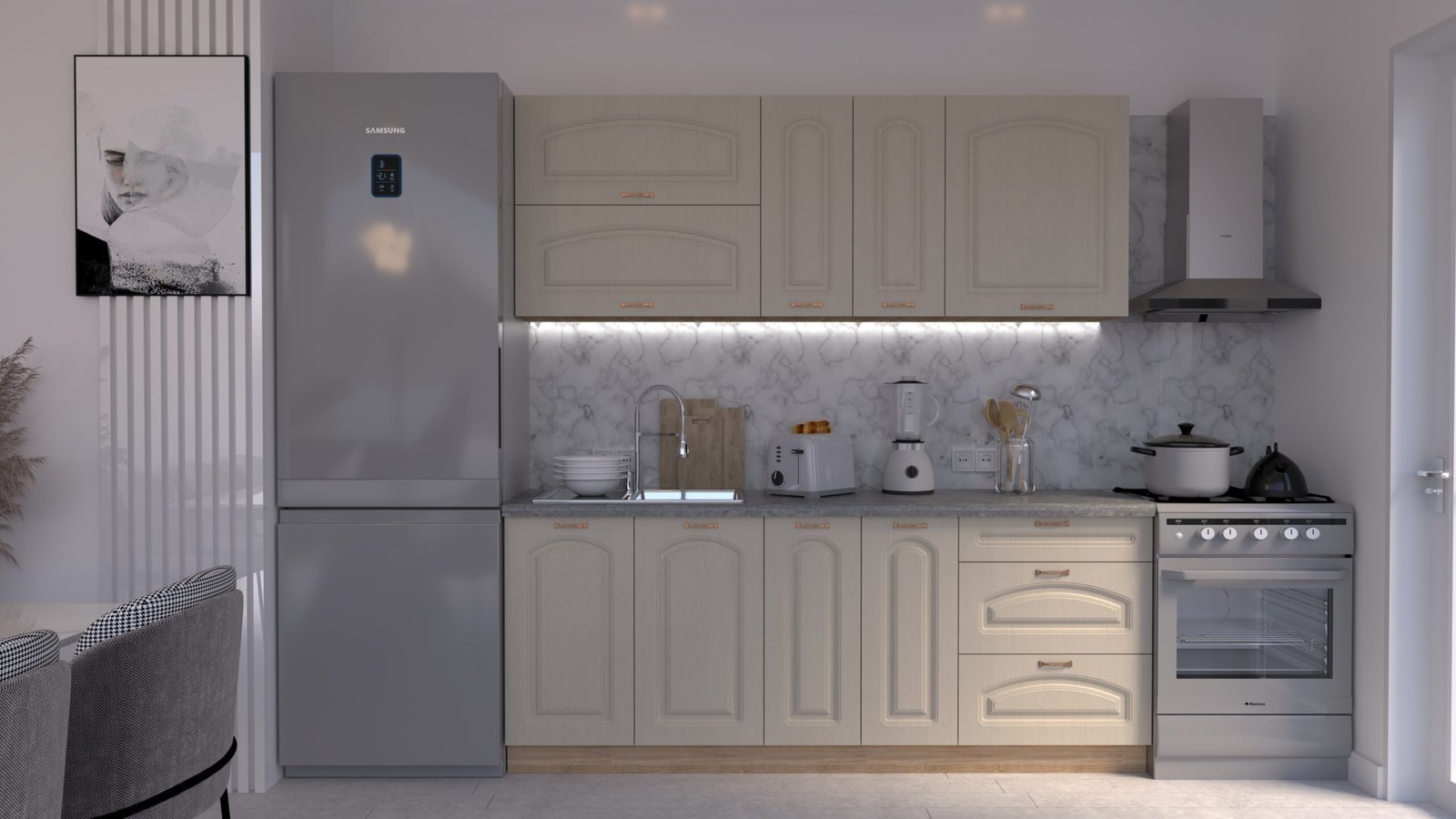 Casm-stejar-2m-C0-CLNEW-scaled-1.jpg Bucătărie Maria Clasic NEW MDF Cashmir Fibră 2,0m C0 - imagine 1