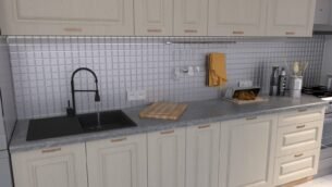 Bucătărie Maria Rame MDF Cashmir Fibră 2,6m C0 - imagine 4