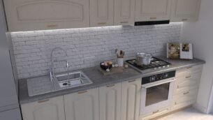 Bucătărie Maria Clasic NEW MDF Cashmir Fibră 3,0m HC - imagine 3