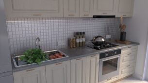 Bucătărie Maria Rame MDF Cashmir Fibră 2,0m HC - imagine 3