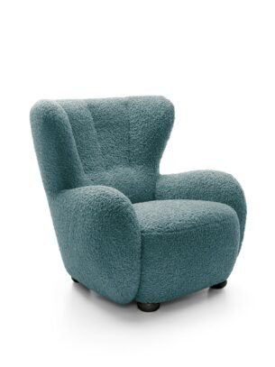Fotoliu CIRO, stofa boucle, culoare turcoaz închis, 88×100×91 cm - imagine 2