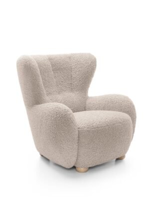 Fotoliu CIRO, stofa boucle, culoare bej, 88×100×91 cm - imagine 2