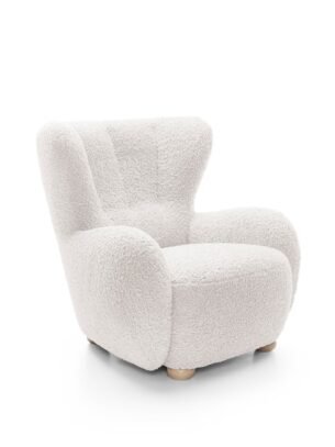 Fotoliu CIRO, stofa boucle, culoare alb, 88×100×91 cm - imagine 2