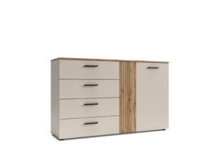 Comoda modernă 1 Usa 4 Sertare, riflaj decorativ, Casmir, FERO, 139 cm - imagine 3