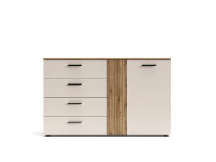 Comoda modernă 1 Usa 4 Sertare, riflaj decorativ, Casmir, FERO, 139 cm