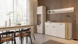 Vitrina modernă inalta, sticla, riflaj decorativ, Casmir, FERO, 60cm - imagine 4