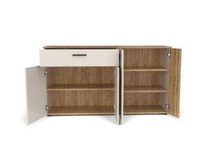 Comoda modernă 1 Sertar 3 Usi, riflaj decorativ, Casmir, FERO, 150 cm - imagine 2