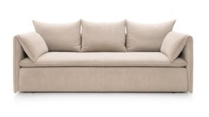 Canapea extensibilă GOLD, 218 cm, culoare bej, stofă velur raiat, spațiu de depozitare, extensia 200x135 cm - imagine 3