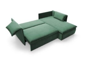 Colțar extensibil GOLD, spațiu de depozitare, 230x166 cm, culoare verde, stofă catifelată, dreapta - imagine 2