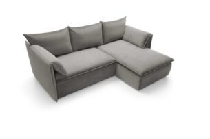 Colțar extensibil GOLD, spațiu de depozitare, 230x166 cm, culoare gri, stofă catifelată, stanga - imagine 4