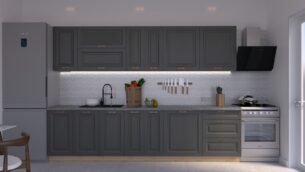 Bucătărie Maria Chenar MDF Grafit Fibră 3,0m C0