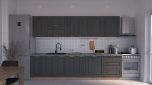 Bucătărie Maria Rame MDF Grafit Fibră 3,0m C0