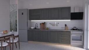 Bucătărie Maria Chenar MDF Grafit Fibră 2,6m C0 - imagine 3