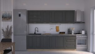 Bucătărie Maria Rame MDF Grafit Fibră 2,6m C0